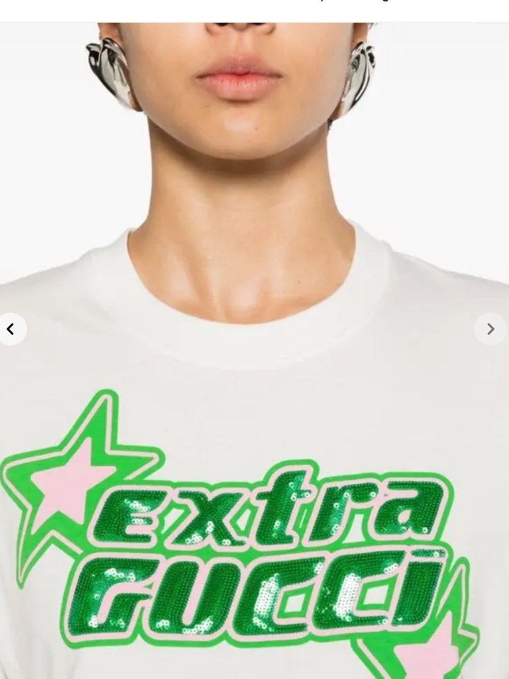 Gucci White Tee with Neon Green 'Extra Gucci' Script NWT M - Picture 2 of 5